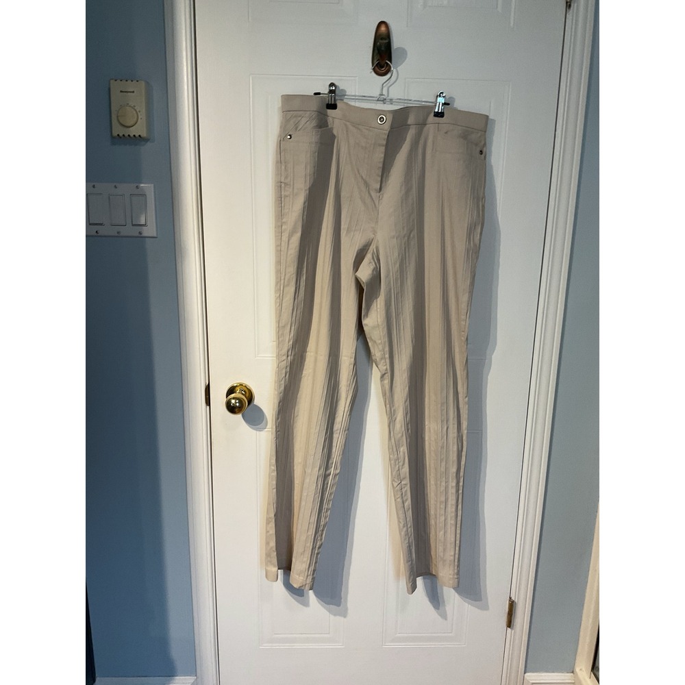 Claire France Trousers Womens 16 Beige Excellent Ribbed Straight Leg Pants